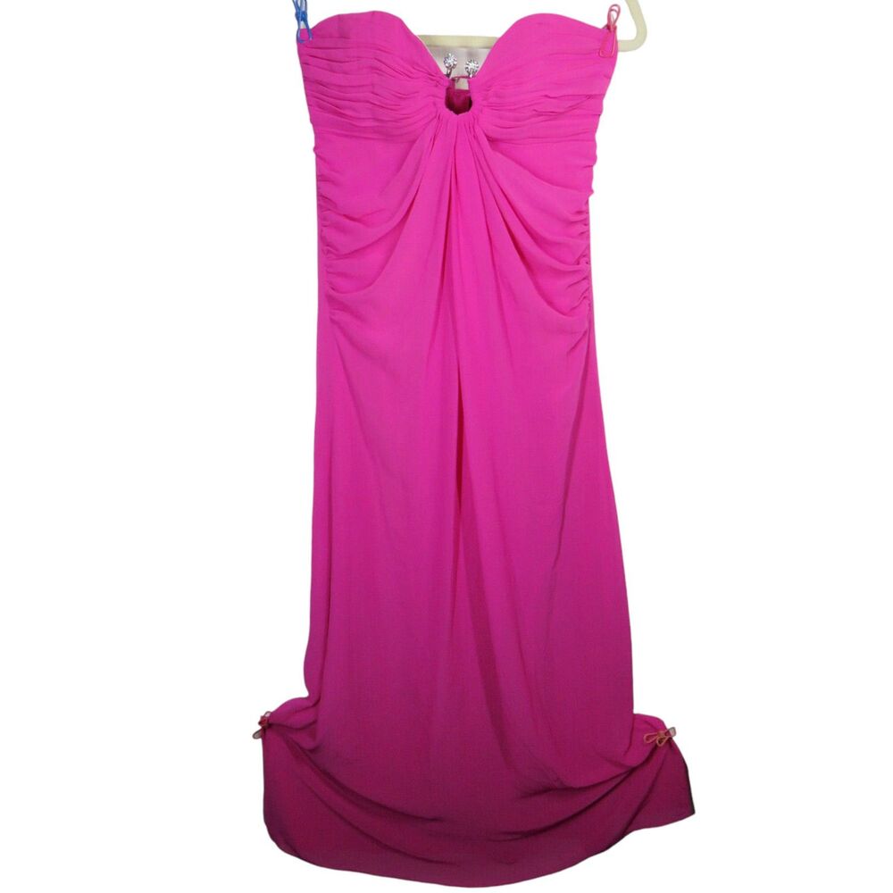 Laundry By Shelli Segal Women's Magenta Strapless Formal Prom Gown Size 2